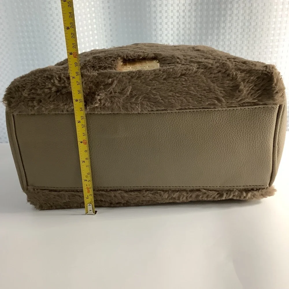 Bebe‎ Handbag Brown Leather & Faux Fur Satchel Dee Dee